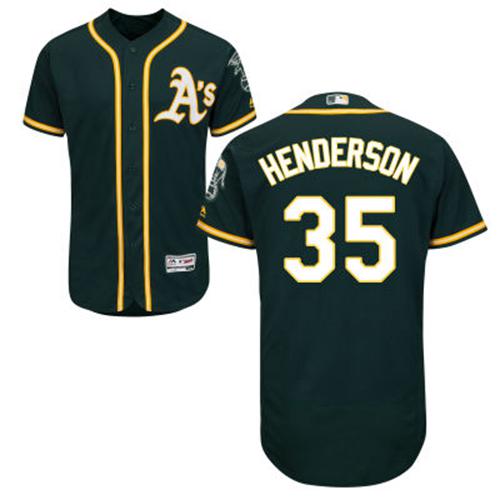 Athletics #35 Rickey Henderson Green Flexbase Authentic Collection Stitched MLB Jersey